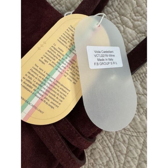 NWT Viola Castellani Ciao! Suede Leather Satchel, Wine, Made in Italy. - Picture 6 of 10